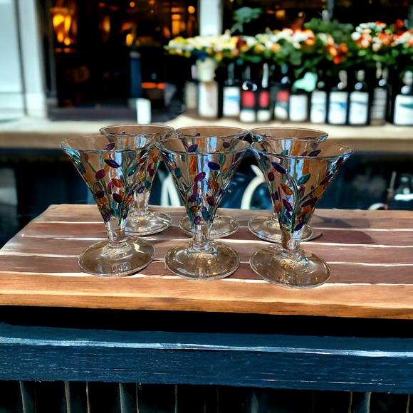 Set of 6 Laurus liquor glasses - hand painted Italian glass - Picture 5 of 6